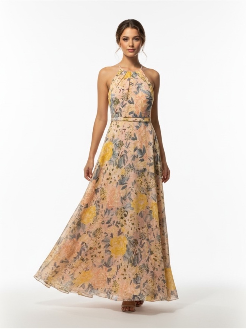 Betsy Adam Floral Halter Maxi Dress – Size 8 (NWT)